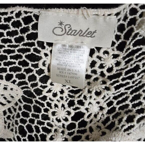 Vintage Starlet Black Cardigan With Lace Collar & Trim - Picture 8 of 9